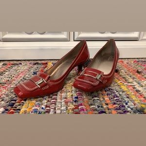 Cole Haan red kitten heels with buckle Size 6